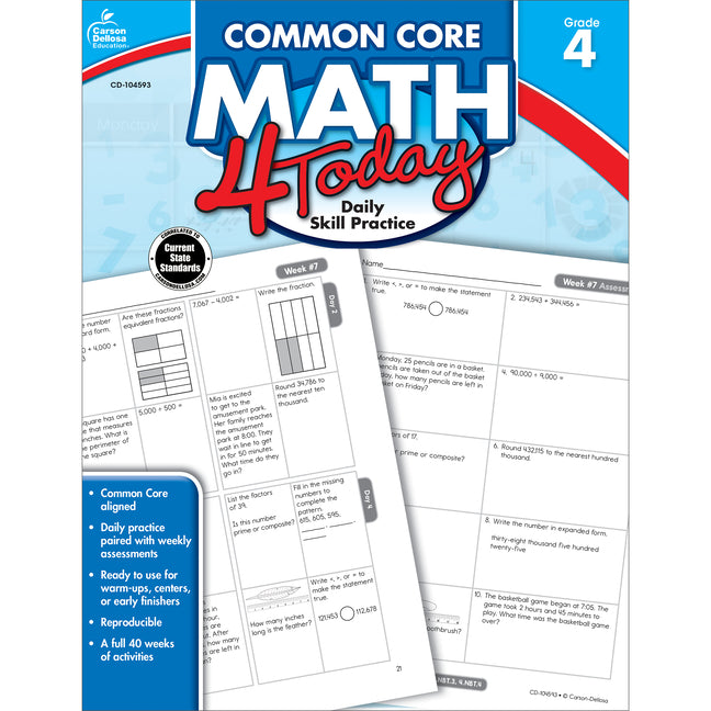 Common Core Math 4 Today, Grade 4: Daily Skill Practice Volume 7 - Ingram