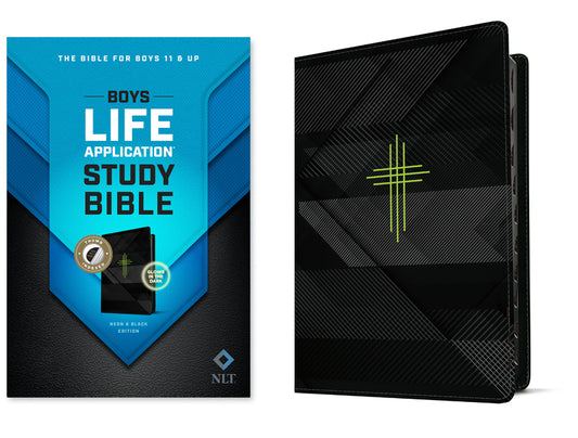 NLT Boys Life Application Study Bible, Tutone (Leatherlike, Neon/Black, Indexed) - Ingram