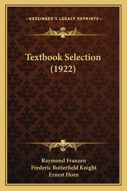 Textbook Selection (1922) - Ingram