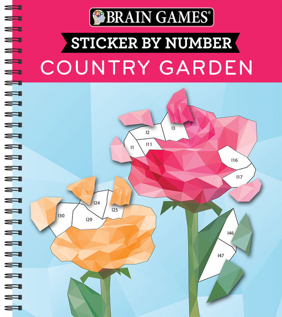 Brain Games - Sticker by Number: Country Garden (13 Images to Sticker) (Pages) - Ingram