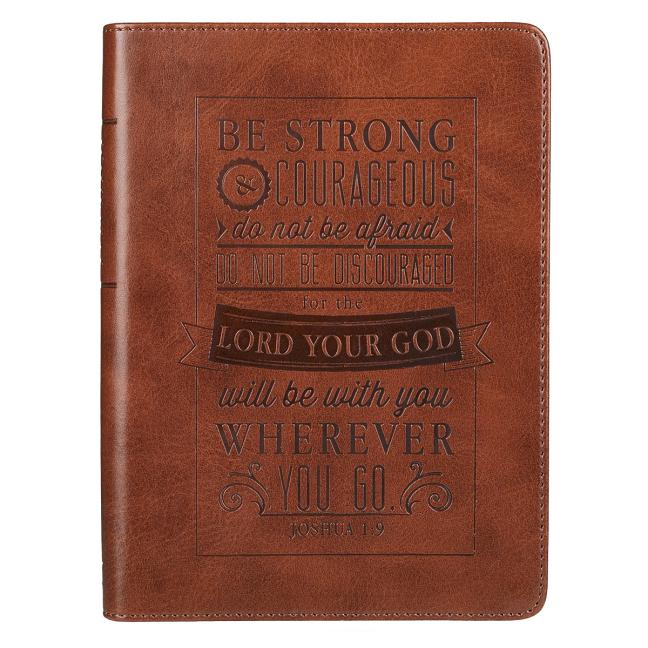 Christian Art Gifts Classic Handy-Sized Journal Be Strong and Courageous Joshua 1:9 Bible Verse Inspirational Scripture Notebook W/Ribbon, Faux Leathe - Ingram