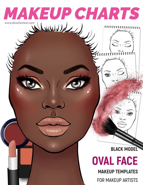 Makeup Charts - Face Charts for Makeup Artists: Black Model - OVAL face shape - Ingram