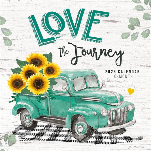 Love the Journey 2026 12 X 24 Inch (Hanging) Monthly Square Wall Calendar Featuring the Artwork of Jo Moulton Plastic-Free - Ingram