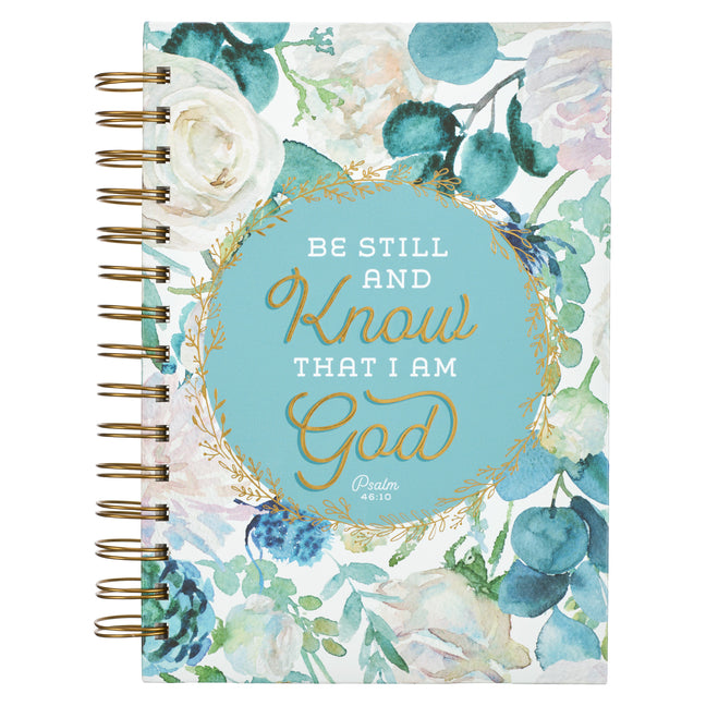 Christian Art Gifts Inspirational Spiral Journal Lined Notebook for Women Be Still and Know Ps. 46:10 Teal 192 Ruled Pages, Large Wire Bound Hardcover - Ingram