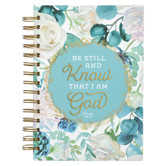 Christian Art Gifts Inspirational Spiral Journal Lined Notebook for Women Be Still and Know Ps. 46:10 Teal 192 Ruled Pages, Large Wire Bound Hardcover - Ingram