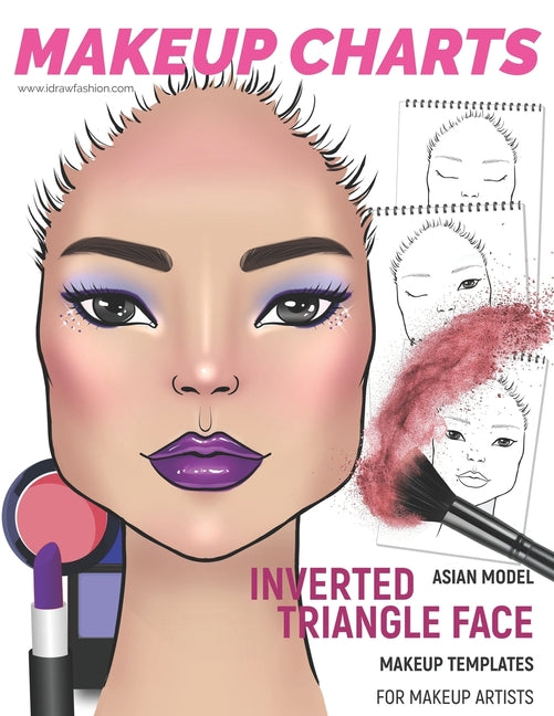 Makeup Charts - Face Charts for Makeup Artists: Asian Model - INVERTED TRIANGLE face shape - Ingram