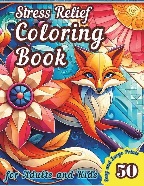 Stress Relief Coloring Book for Adults and Kids: Creative Mosaic Patterns with 50 Easy and Large Prints Featuring Animal, Flower, and Geometric Design - Ingram