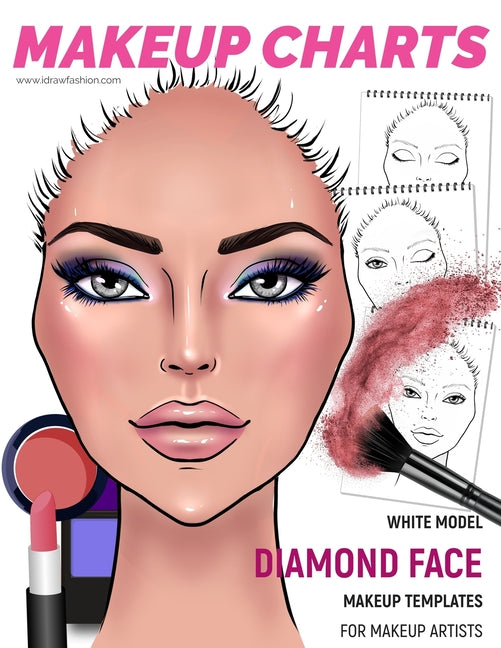 Makeup Charts - Face Charts for Makeup Artists: White Model - Diamond face shape - Ingram