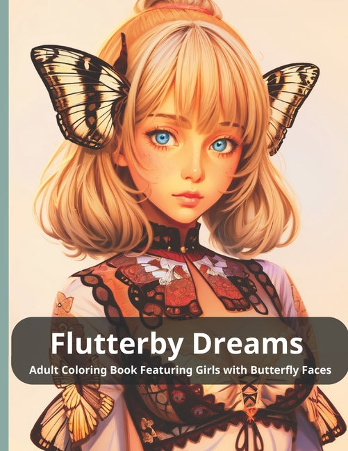Flutterby Dreams Adult Coloring Book Featuring Girls with Butterfly Faces - Ingram