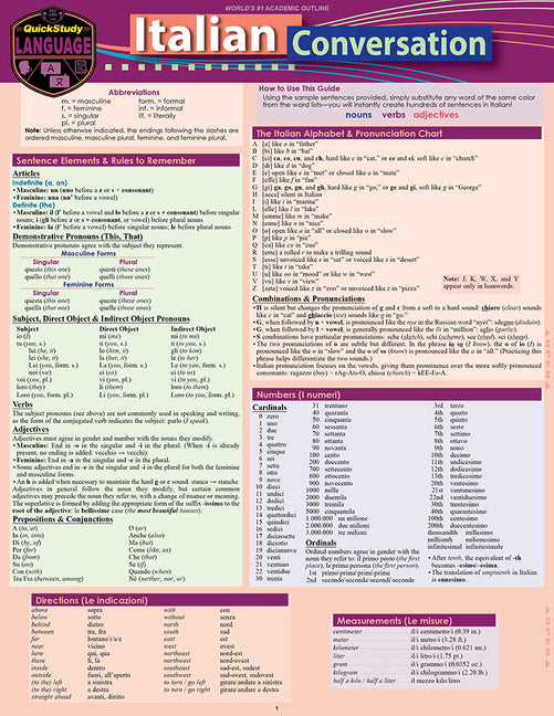 Italian Conversation: A Quickstudy Laminated Language Reference Guide (Second Edition, New Edition, Updated & Revised) - Ingram
