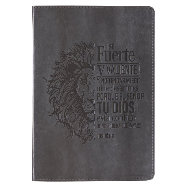 Christian Art Gifts Scripture Journal in Spanish: Diario Clásico Cierre Gris Sé Fuerte Jos. 1:9 - Ingram