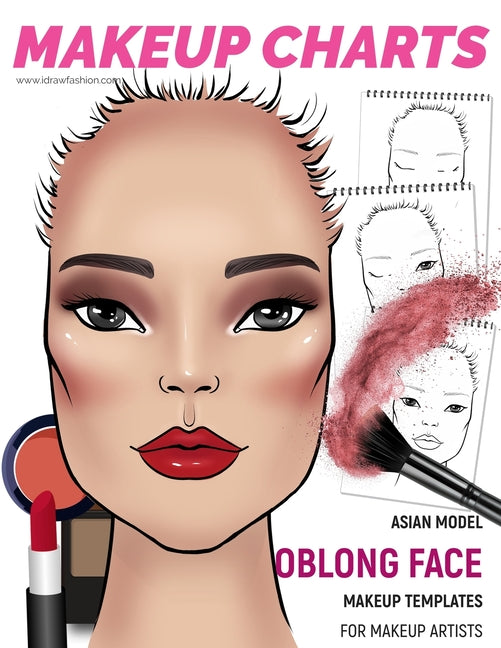 Makeup Charts - Face Charts for Makeup Artists: Asian Model - OBLONG face shape - Ingram