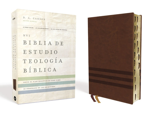 Nvi, Biblia de Estudio Teología Bíblica, Interior a Cuatro Colores, Leathersoft, Café, Con Índice: Sigue El Plan Redentor de Dios Como Se Desenlaza En - Ingram