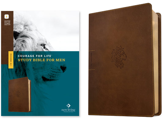 NLT Courage for Life Study Bible for Men, Filament Enabled (Leatherlike, Rustic Brown Lion) - Ingram