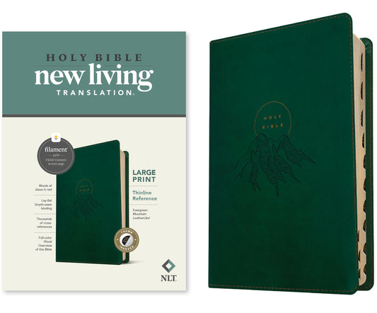 NLT Large Print Thinline Reference Bible, Filament Enabled (Leatherlike, Evergreen Mountain, Indexed, Red Letter) - Ingram