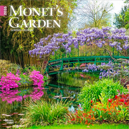 Monet's Garden 2026 12 X 24 Inch (Hanging) Monthly Square Wall Calendar Featuring Photography of Aileen Bordman Plastic-Free - Ingram