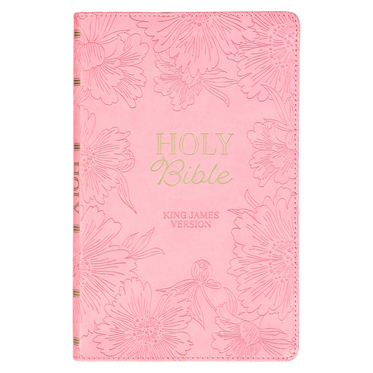 KJV Holy Bible, Gift Edition King James Version, Faux Leather Flexible Cover, Light Pink Floral - Ingram