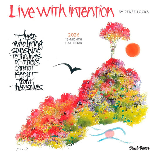 Live with Intention 2026 12 X 24 Inch (Hanging) Monthly Square Wall Calendar Featuring the Artwork of Renee Locks Plastic-Free - Ingram
