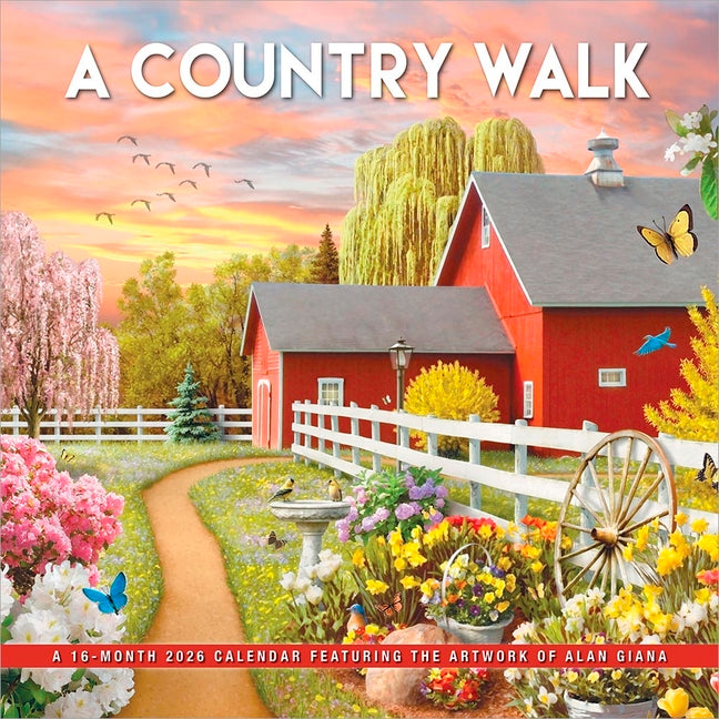 Country Walk 2026 12 X 24 Inch (Hanging) Monthly Square Wall Calendar Featuring the Artwork of Alan Giana Plastic-Free - Ingram