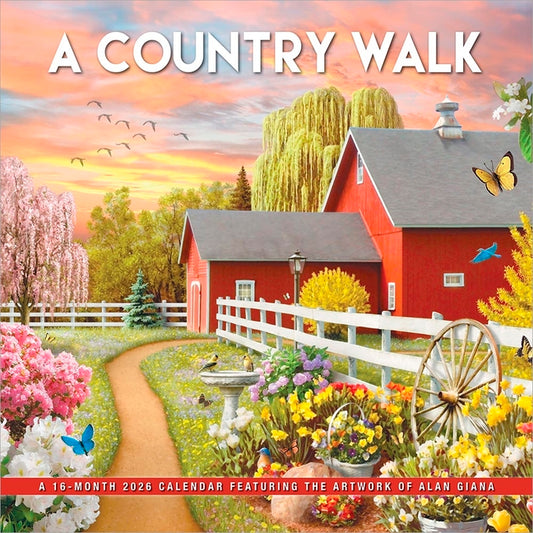Country Walk 2026 12 X 24 Inch (Hanging) Monthly Square Wall Calendar Featuring the Artwork of Alan Giana Plastic-Free - Ingram