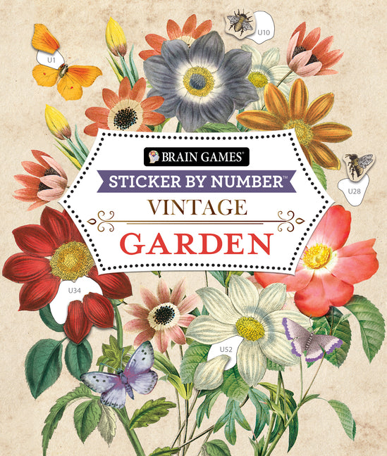 Brain Games - Sticker by Number - Vintage: Garden (28 Images to Sticker) - Ingram
