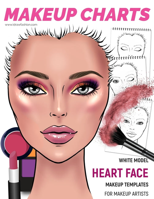 Makeup Charts - Face Charts for Makeup Artists: White Model - HEART face shape - Ingram