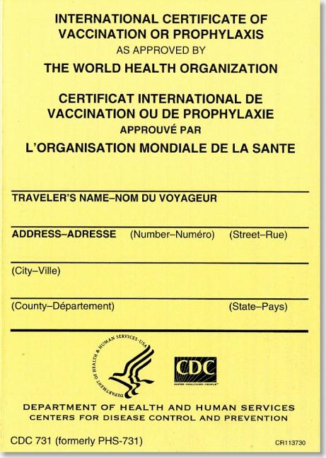 International Certificate of Vaccination Prophyaxis as Approved by the World Health Organization = Certificat International de Vaccination Ou de Proph - Ingram