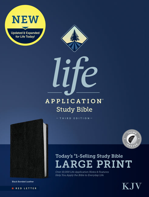 KJV Life Application Study Bible, Third Edition, Large Print (Bonded Leather, Black, Indexed, Red Letter) - Ingram