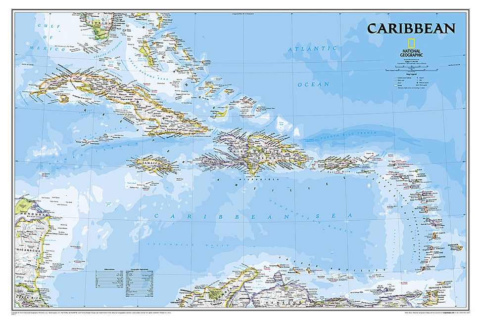 National Geographic Caribbean Wall Map - Classic (Poster Size: 36 X 24 In) - Ingram
