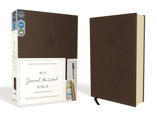 NIV, Journal the Word Bible, Imitation Leather, Brown, Red Letter Edition, Comfort Print: Reflect, Take Notes, or Create Art Next to Your Favorite Ver - Ingram