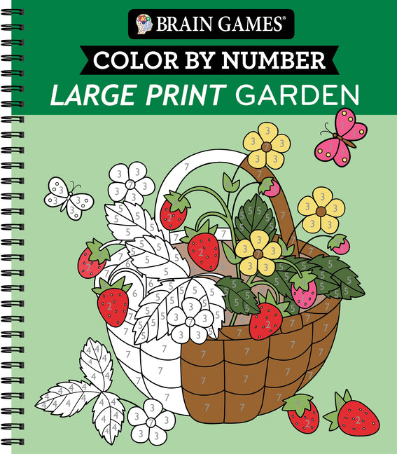 Brain Games - Color by Number - Large Print: Garden - Ingram